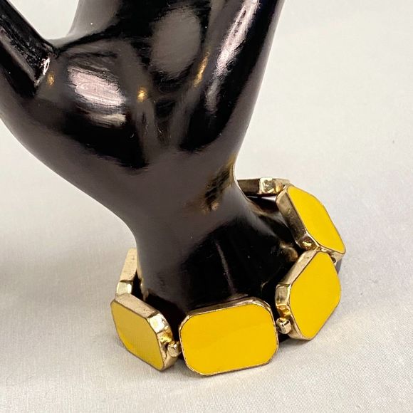 Yellow And Hot Pink Stretch Bracelet Swivel Segmented Rectangles - Picture 2 of 10